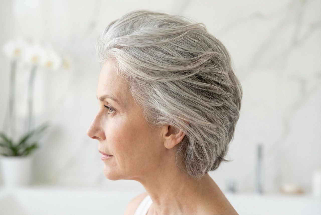 Stilska jednostavnost: frizura za sijedu kosu sa sjajem i teksturom