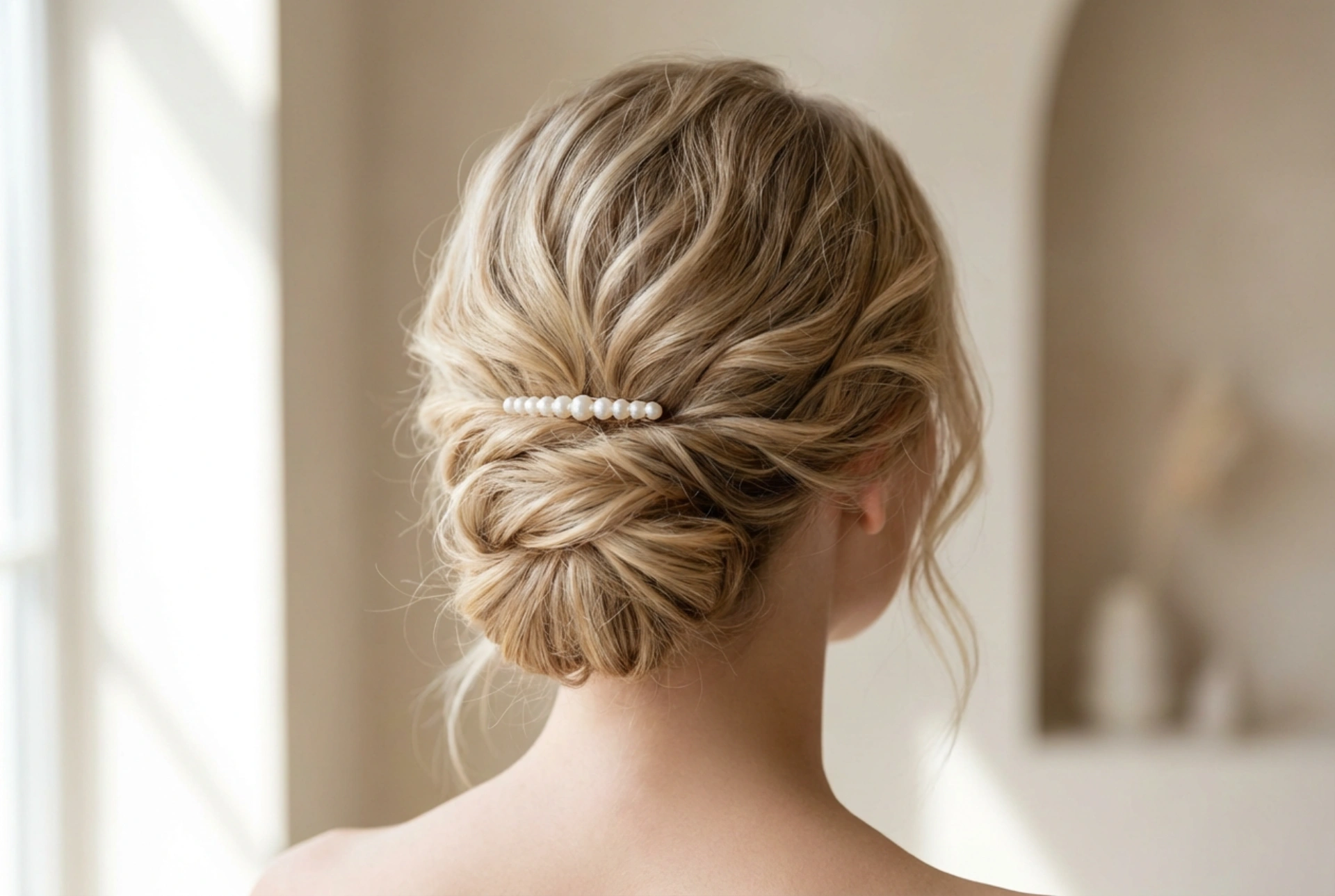 Elegantna frizura za civilno vjenčanje: niske punđe, valovi i dodaci za kosu