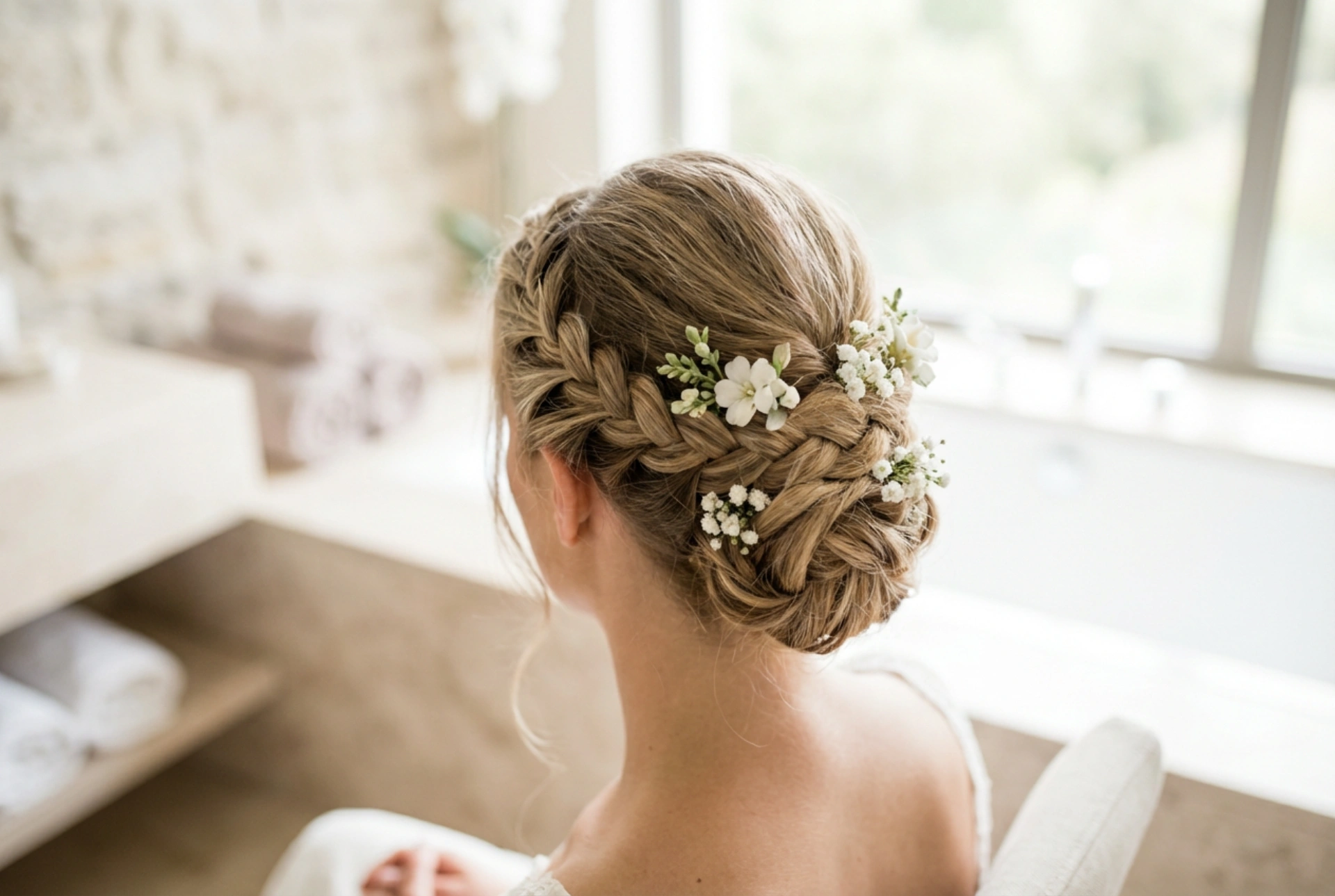 Svadbena frizura s vjenčićem: kako učvrstiti pletenice i pričvrstiti cvijeće