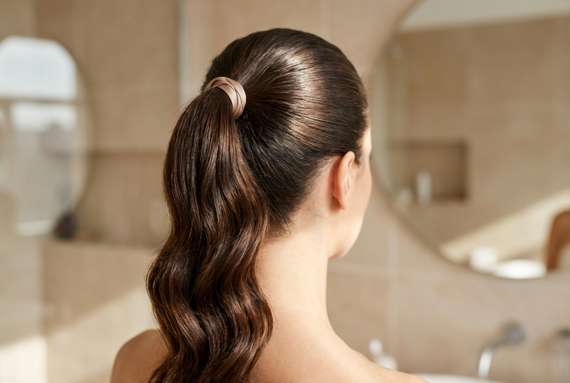 Brza frizura za zabavu: valovi, visoki rep i mokri izgled