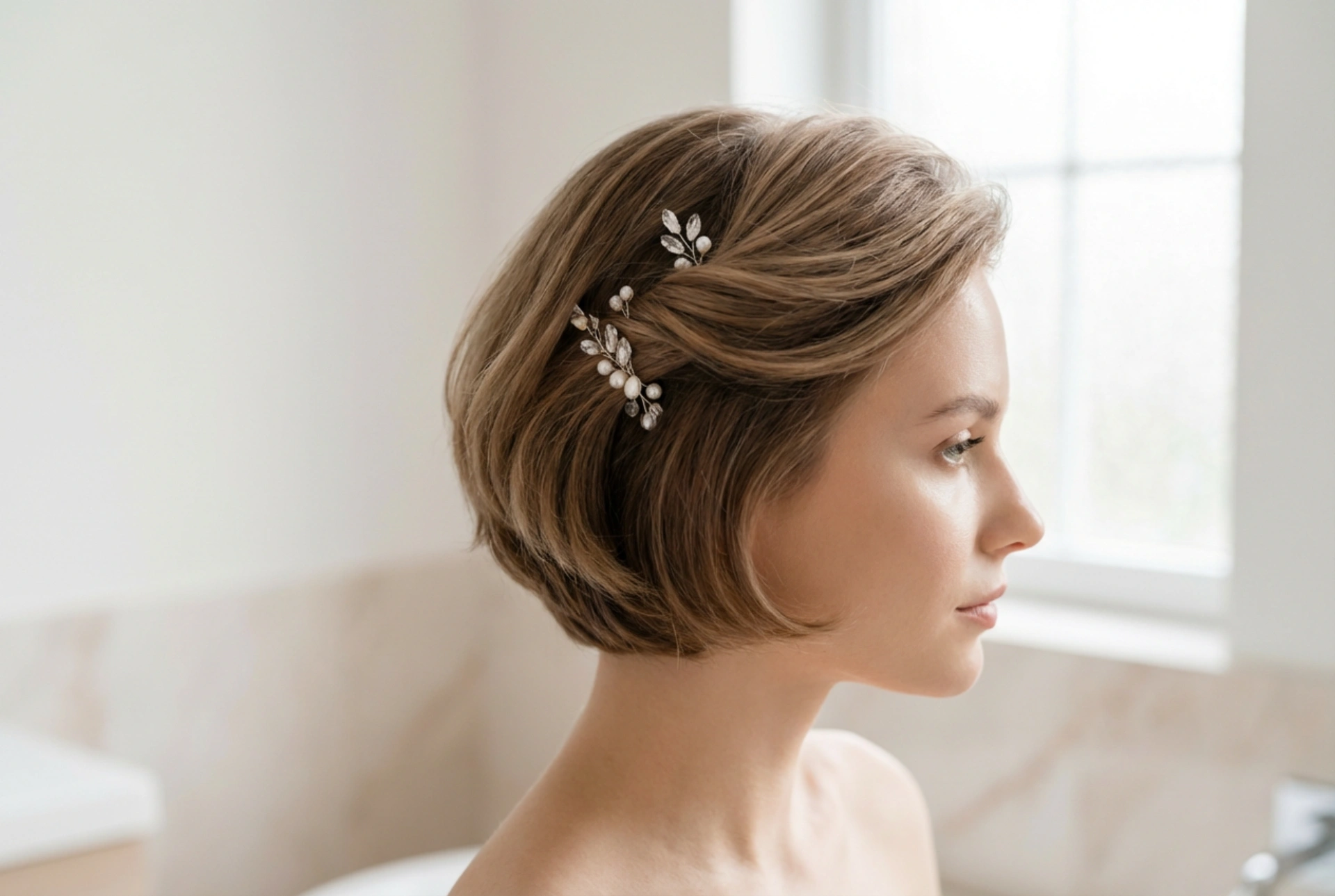 Svadbene frizure za kratku kosu: volumen, ukosnice, tekstura