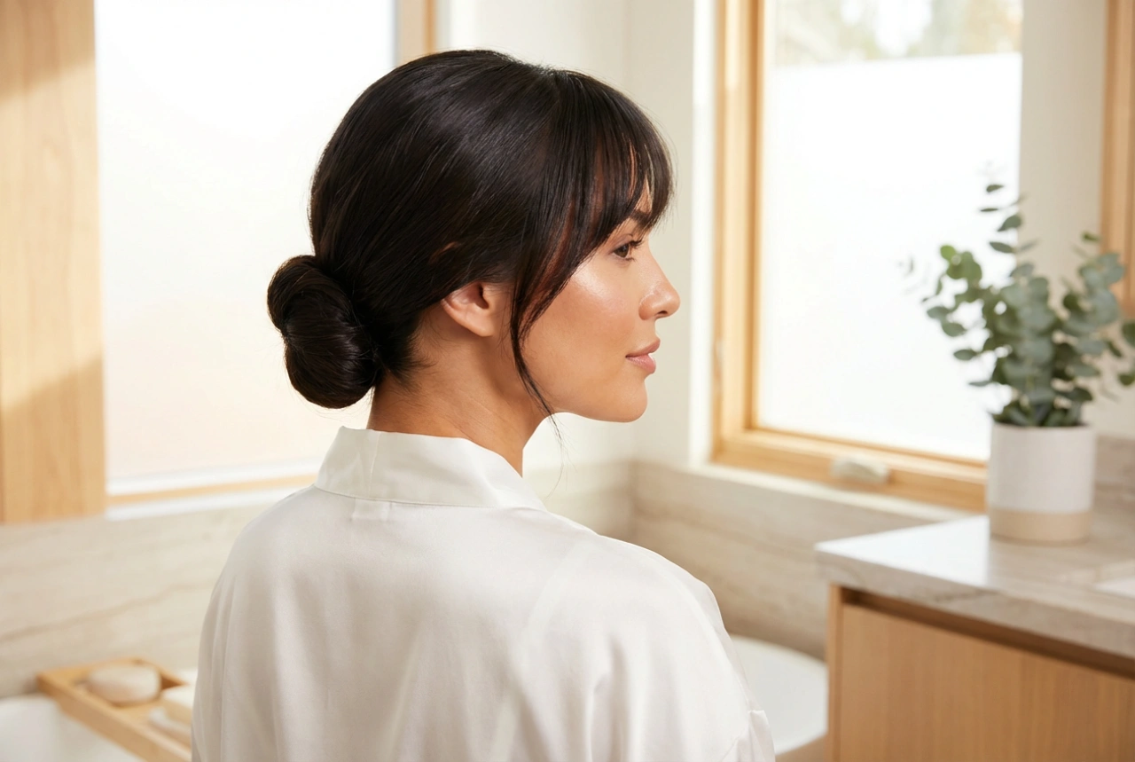 Punđa sa šiškama: kako uravnotežiti volumen sprijeda i glatku frizuru straga