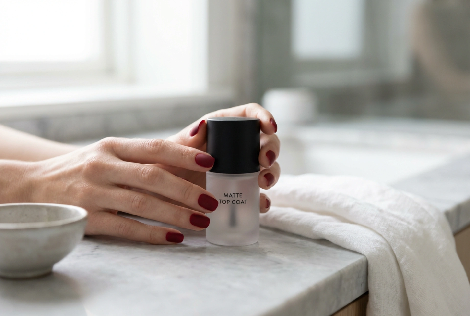 Crveni mat nokti bez habanja: mat nadlak i njega