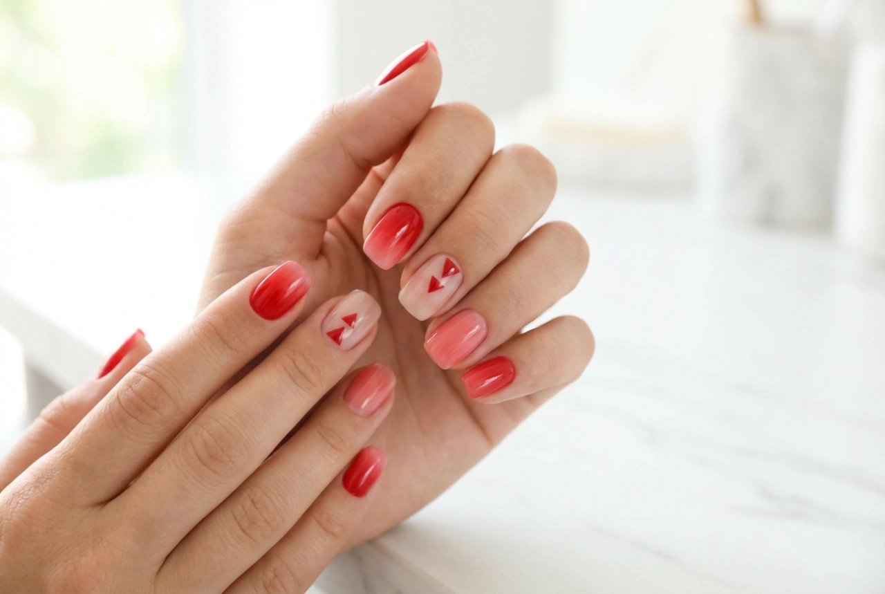 Crveni nokti za ljeto: lagani završni slojevi, negative space i ombre