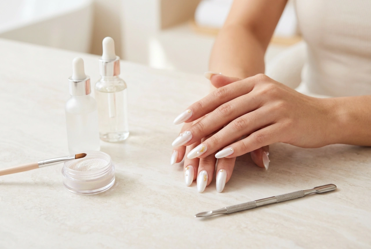 Bijeli, biserni nokti: kako raditi s prahom i postići glatki sjaj