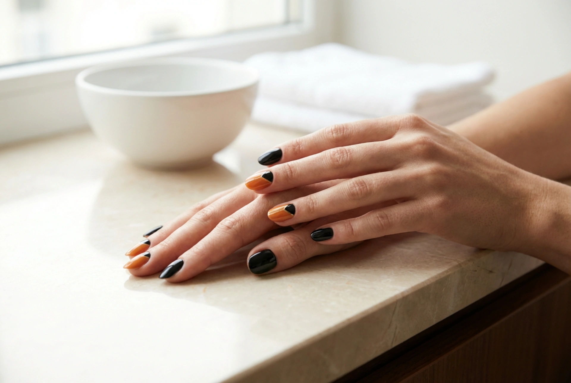 Crno-narančasti nokti: stilizacije za Noć vještica i svakodnevne prilike korak po korak