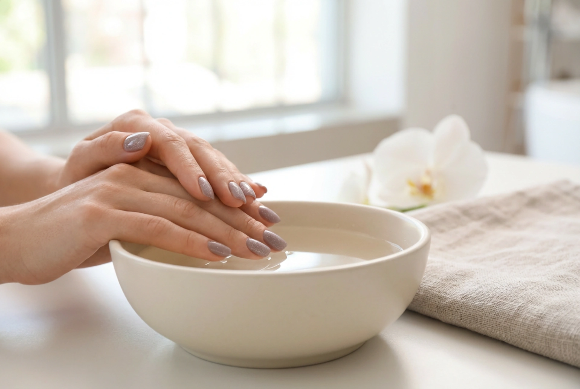 Ružičasto-sive nokte sa šljokicama: elegantan sjaj bez pretjerivanja