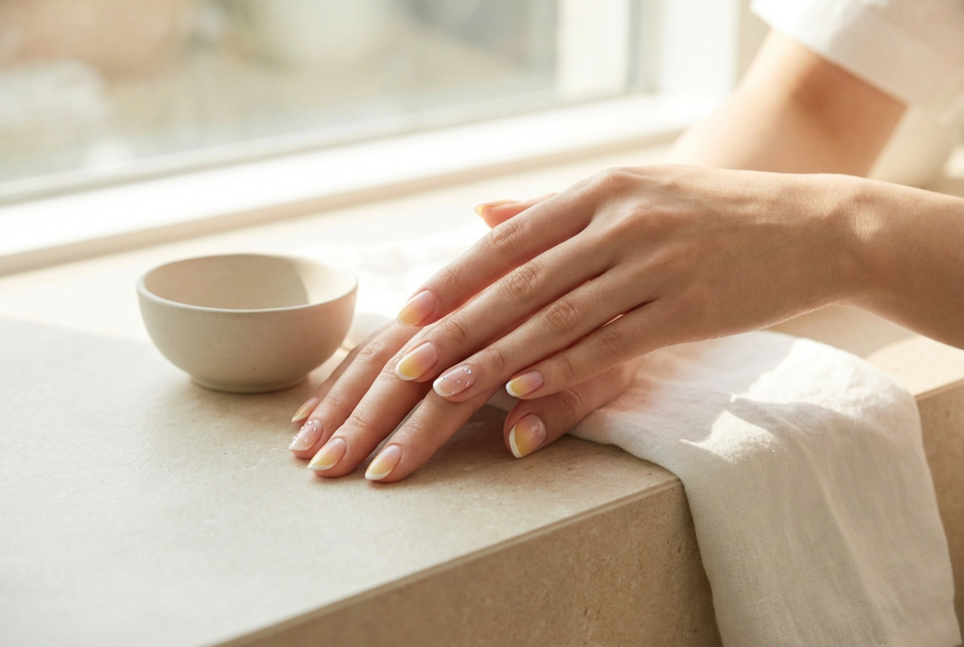 Žuto-ružičasti nokti: ombre, french i ukrasni detalji