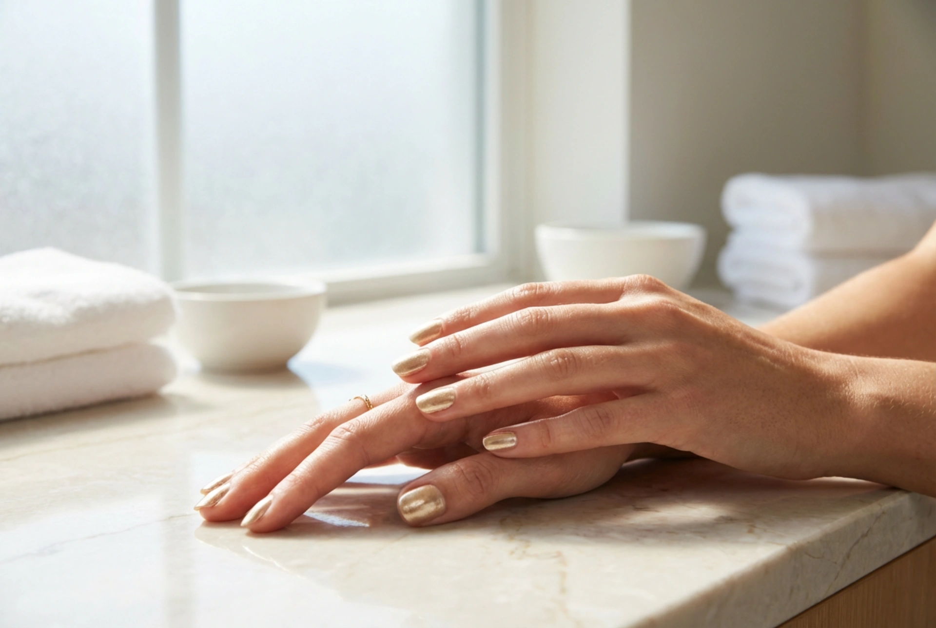 Zlatni nokti za vjenčanje korak po korak: suptilni sjaj bez kiča