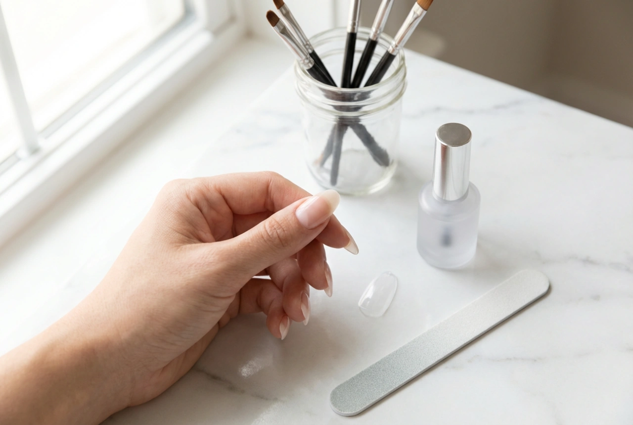 Produživanje noktiju na tipsama korak po korak: oblik, gel i završni sloj