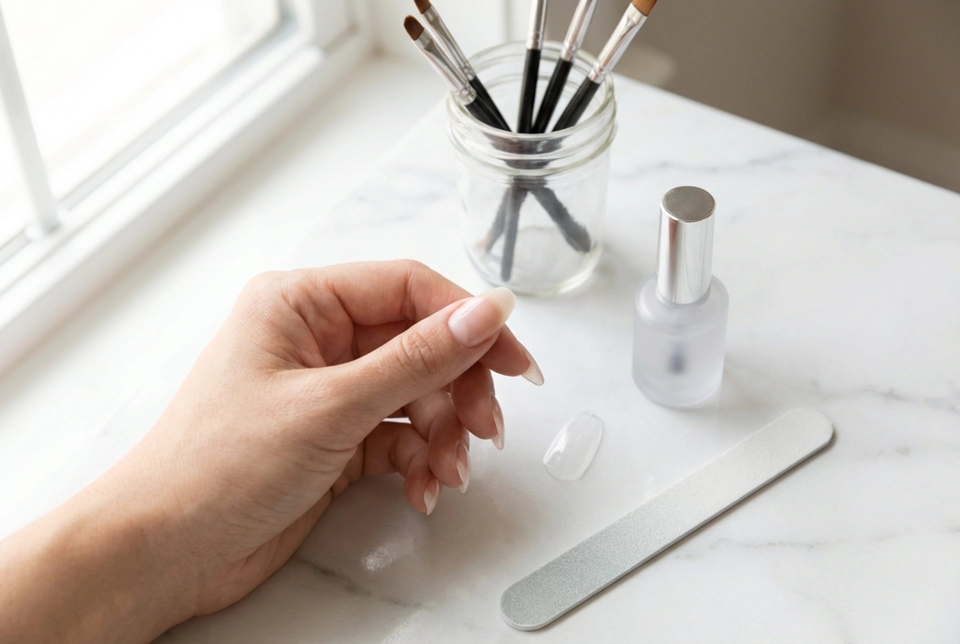 Produživanje noktiju na tipsama korak po korak: oblik, gel i završni sloj