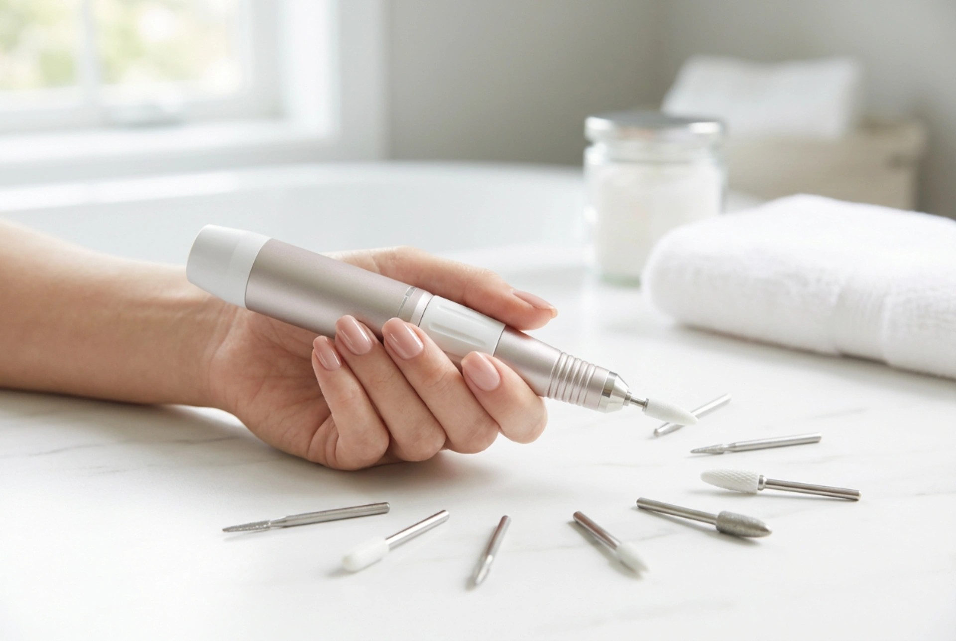 Bežična brusilica za nokte: vrijeme rada, nastavci i uklanjanje hibrida