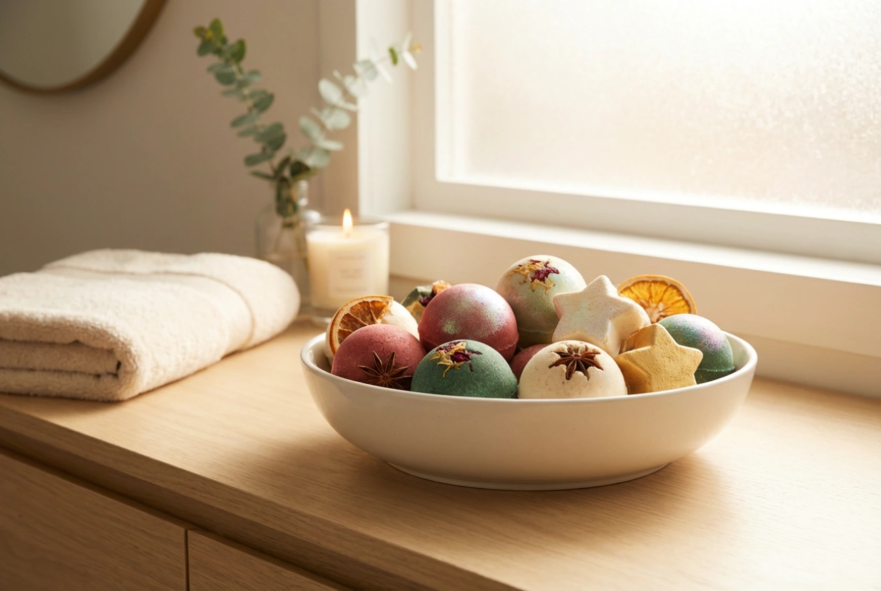 Blagdanske kugle za kupanje: mirisi, boje i dekorativni dodaci